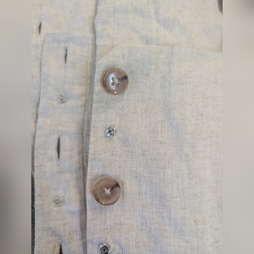 Banana Republic Linen Dress Lined Belted Beige Square Neck Midi Dress Cream Tan - Picture 4 of 6